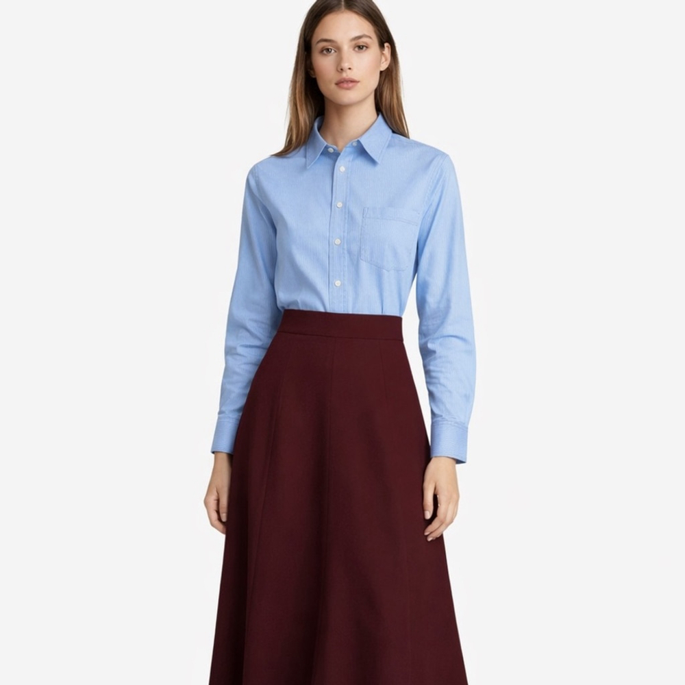 Aritzia Babaton Burgundy Midi Skirt High Waist Tailored Minimalist